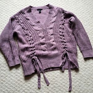 Forever 21 lace up purple lavender sweater